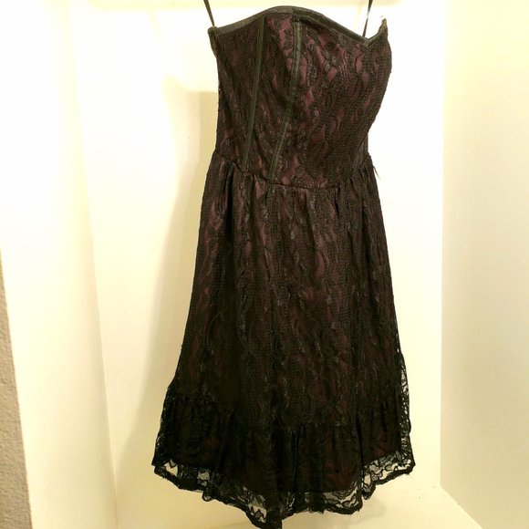 Corset H&M strapless dress plum lace black sheer like new best piece - Picture 4 of 7